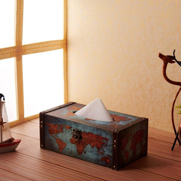 World Map Tissue Box