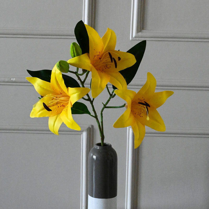 Buy Faux Everlasting Lily Flower Stick - Yellow Artificial Flowers from Vaaree