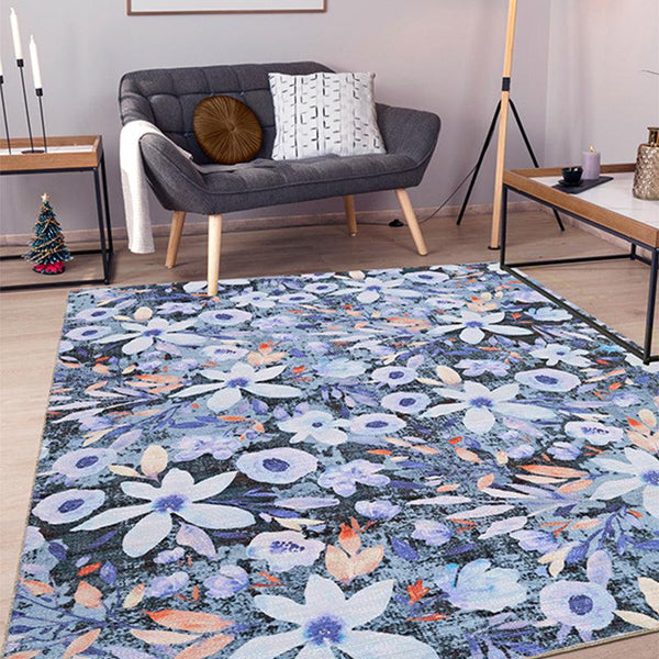 Buy Abigail Floral Carpet - Blue Carpet from Vaaree