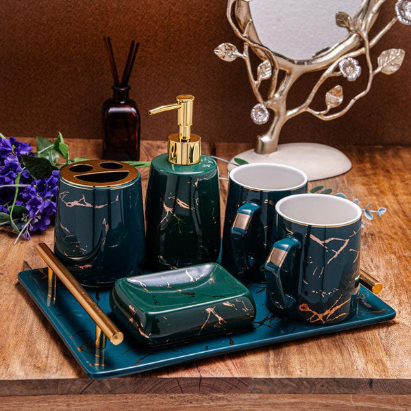 Buy Goldira Galore Green Bathroom Set - Six Piece Set Accessories & Sets from Vaaree