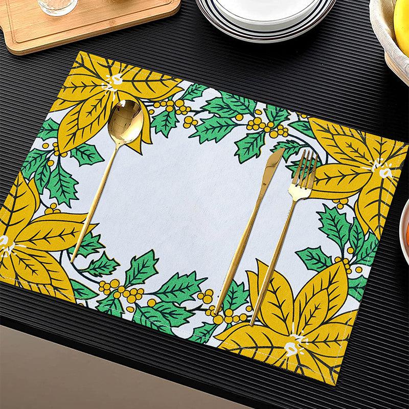 Buy Acora Floral Placemat (Yellow) - Set of Six Table Mats from Vaaree