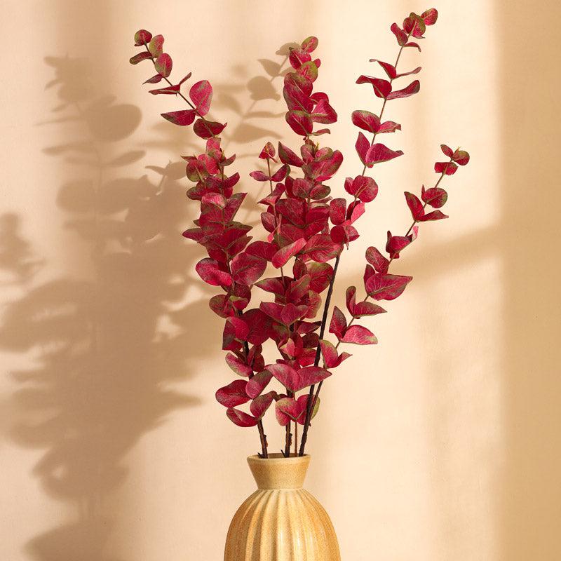 Buy Faux Realistic Eucalyptus Stick (Red) - Set Of Three Artificial Flowers from Vaaree