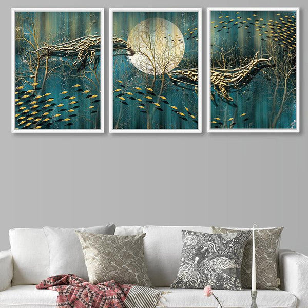 Buy Midnight Mist Wall Art - Set Of Three Wall Art & Paintings from Vaaree