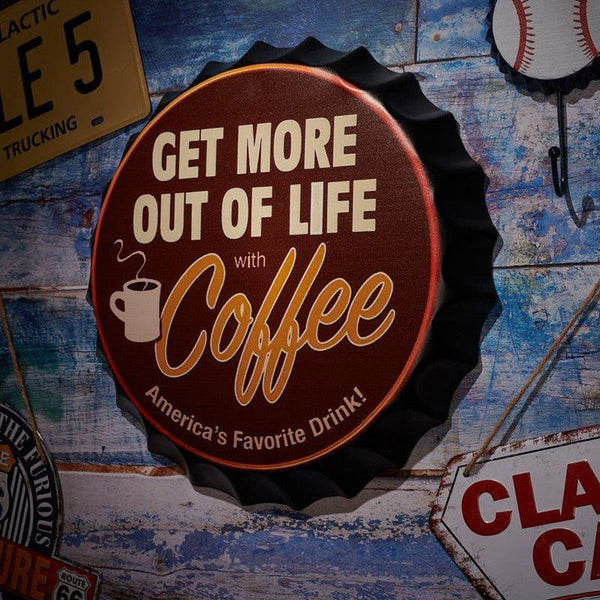 Get More Coffee Bottle Cap Wall Accent