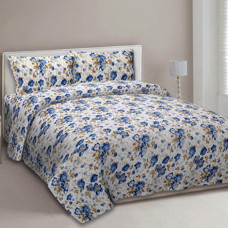 Buy Madava Floral Bedsheet - Blue Bedsheets from Vaaree