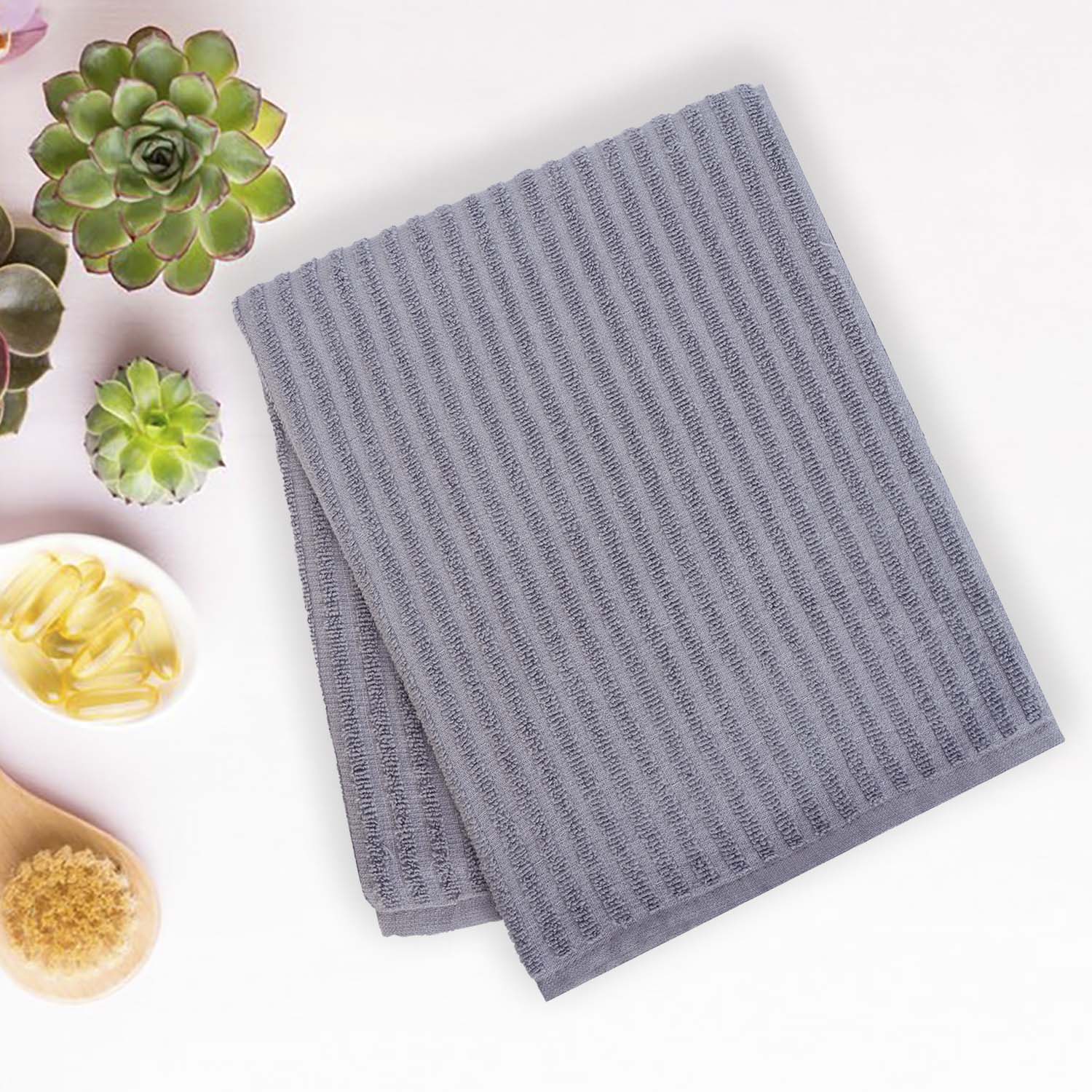 Buy Micro Cotton LuxeDry Striped Bath Towel - Grey Bath Towels from Vaaree