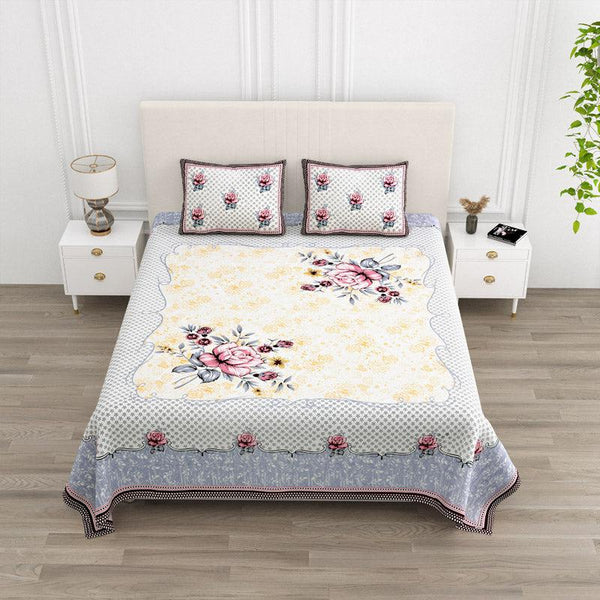 Buy Jasper Floral Bedsheet - Grey & Yellow Bedsheets from Vaaree