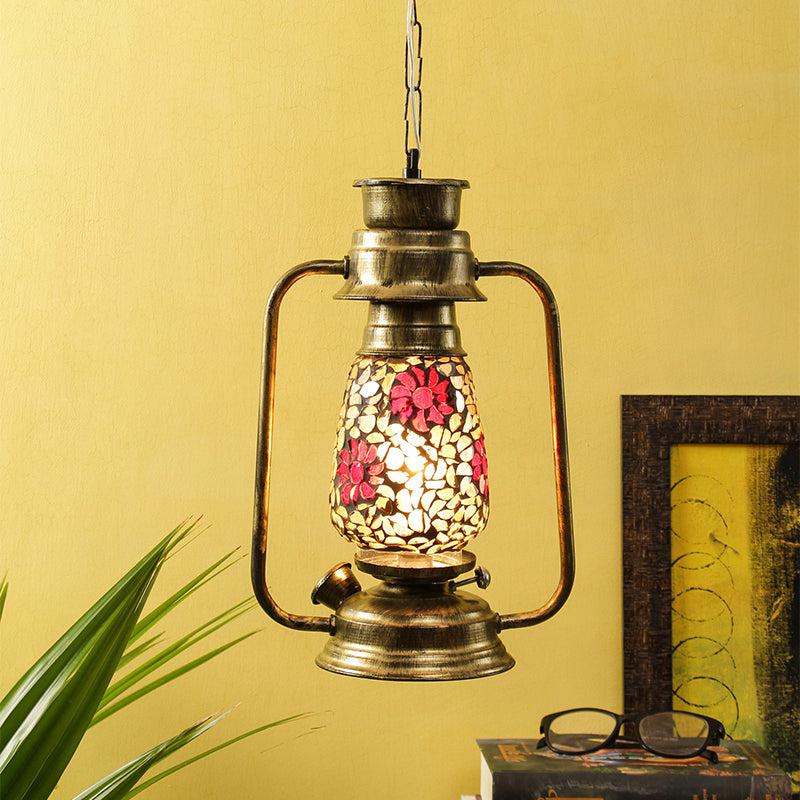 Buy Phoolkari Mosaic Lantern Ceiling Lamp - Gold Ceiling Lamp from Vaaree