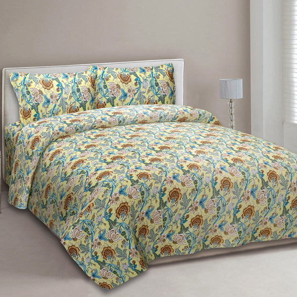 Buy Vandera Floral Bedsheet - Yellow Bedsheets from Vaaree