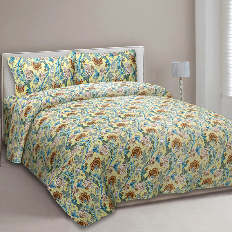 Buy Vandera Floral Bedsheet - Yellow Bedsheets from Vaaree