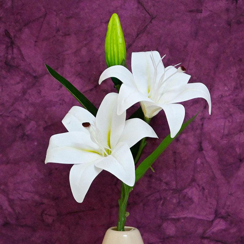 Buy Faux Everlasting Lily Flower Stick - Pristine White Artificial Flowers from Vaaree