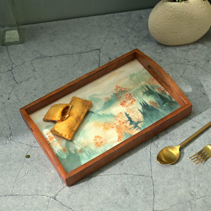 Buy Blossom Light Walnut Serving Tray Serving Tray from Vaaree