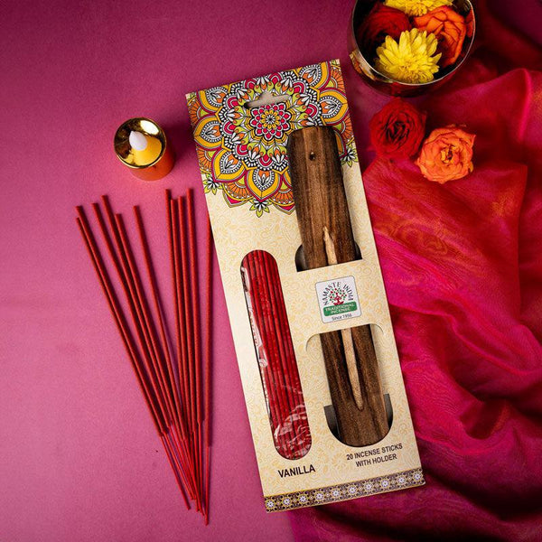 Sugandha Vanilla Incense Sticks With Incense Holder - Set Of Twenty