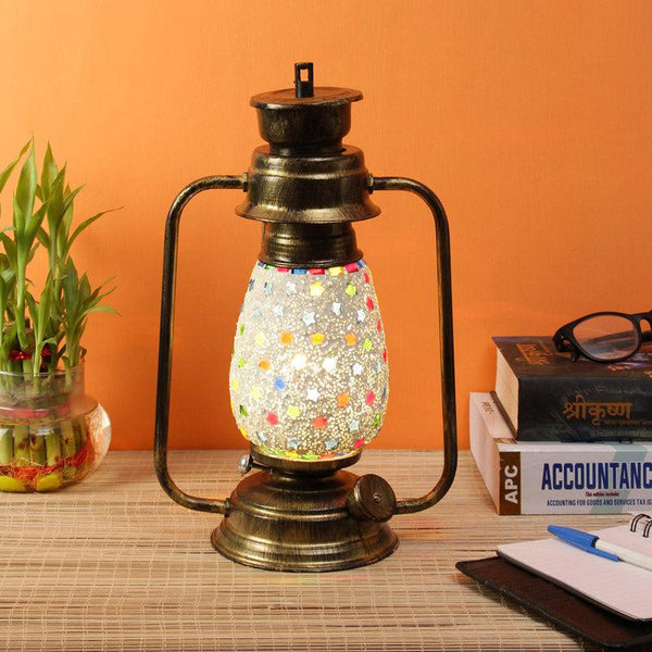 Buy Divyara Mosaic Lantern Table Lamp - Gold Table Lamp from Vaaree