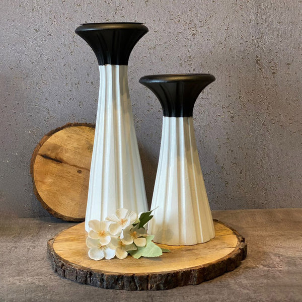 Buy Ember Chromo Mangowood Candle Holder - Black & White Candle Holders from Vaaree