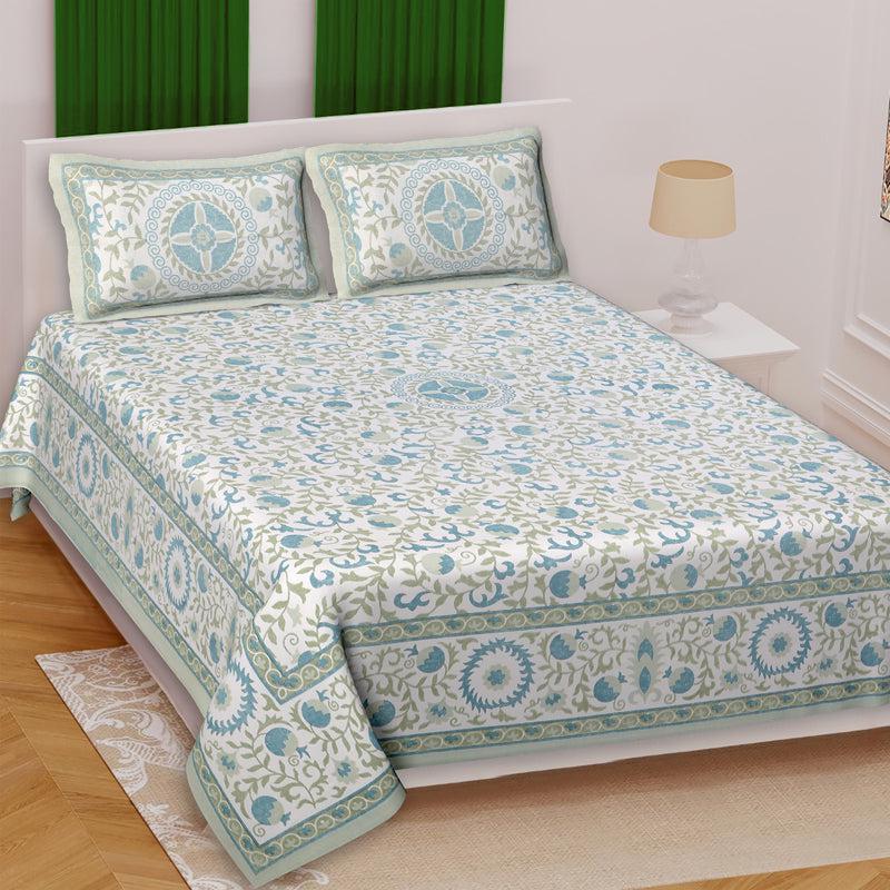 Buy Imani Floral Bedsheet - Green Bedsheets from Vaaree