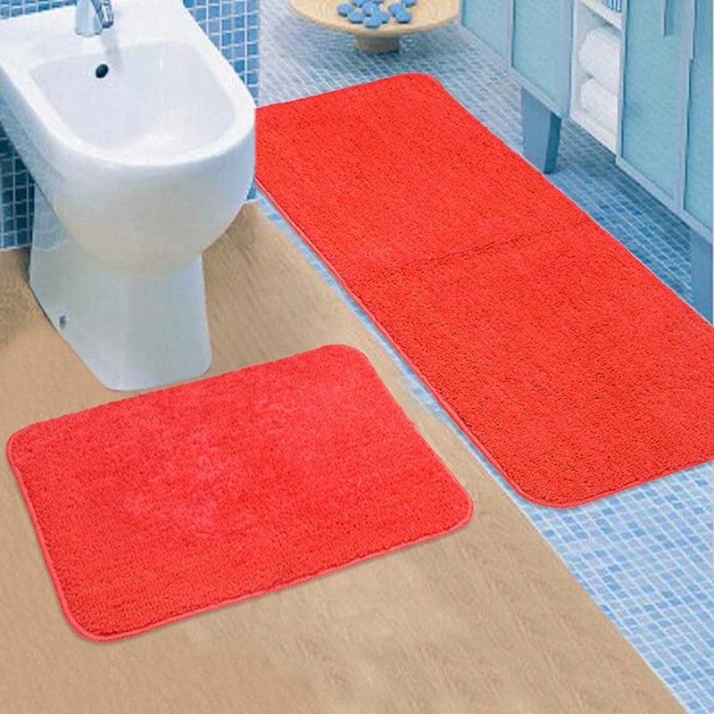 Buy Relma Anti Skid Runner Rug (Red) - Set Of Two Runner Rug from Vaaree