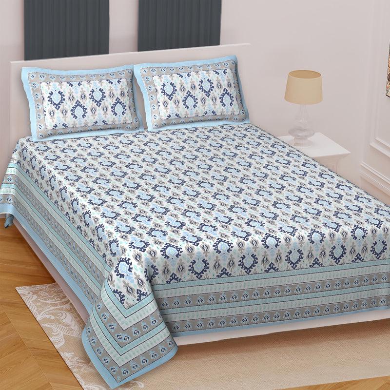 Buy Zane Ethnic Bedsheet - Blue Bedsheets from Vaaree