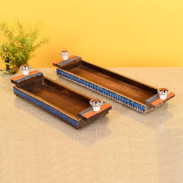 Buy Riana Handcrafted Serving Tray - Set Of Two Serving Tray from Vaaree