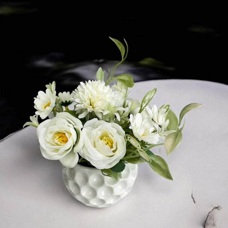 Buy Faux Rosette Flower Bunch With Pot Artificial Flowers from Vaaree