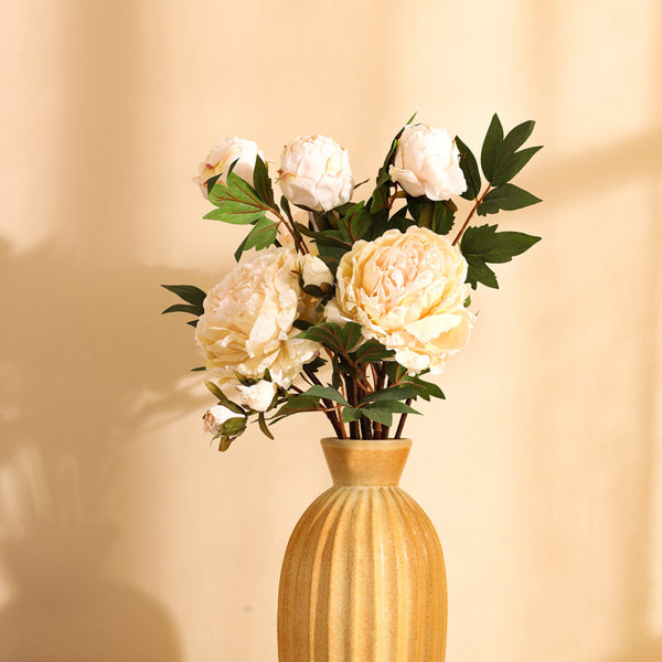 Buy Faux Realistic Peony Flower Stick - White Artificial Flowers from Vaaree