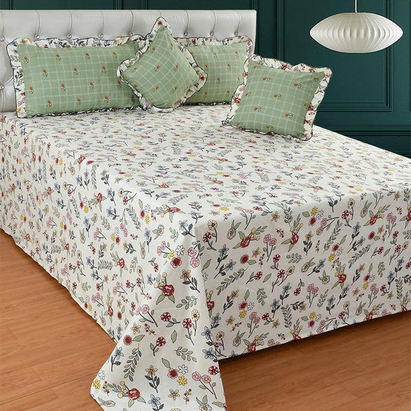 Buy Natura Frilled Floral Bedding Set - Five Piece Set Bedding Set from Vaaree