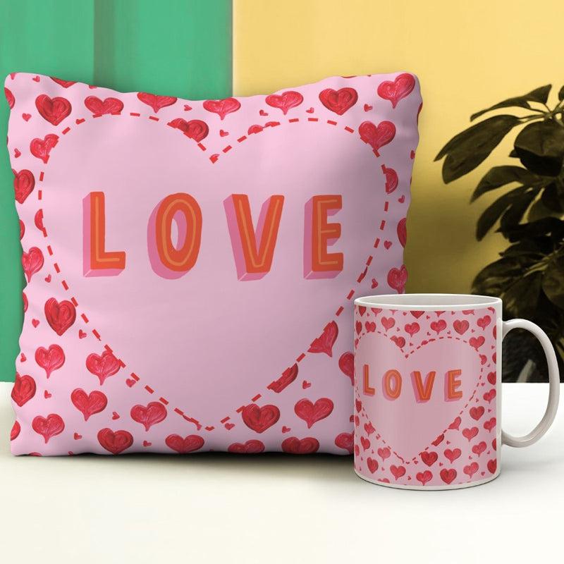 Buy Love Beauty Cushion Cover & Mug (300 ML) - Two Piece Set Gift Box from Vaaree