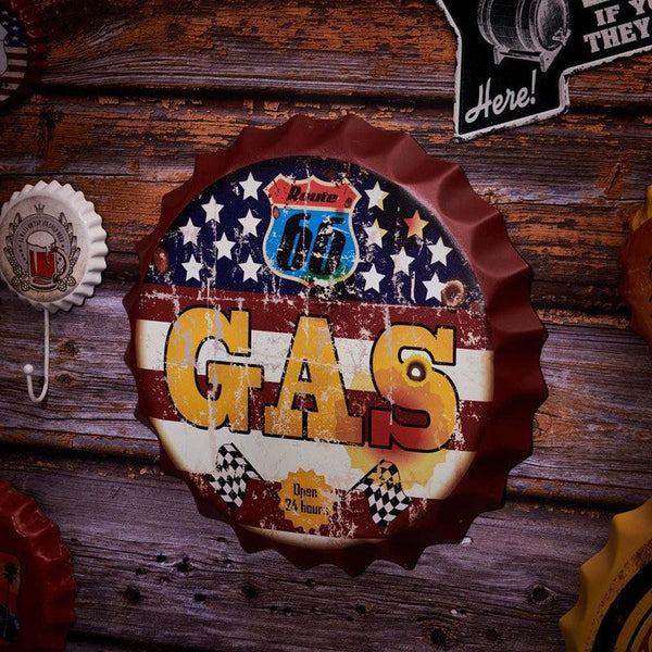 Route Us 66 Gas Bottle Cap Wall Accent