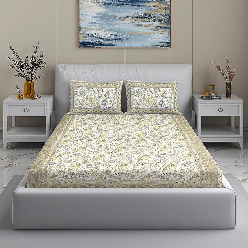 Buy Ethereal Floral Bedsheet - Cream Bedsheets from Vaaree