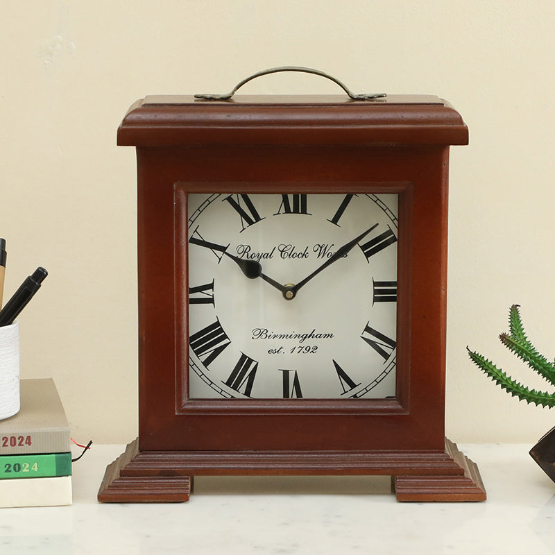 Buy Sorien Silent Table Clock - Brown Table Clock from Vaaree