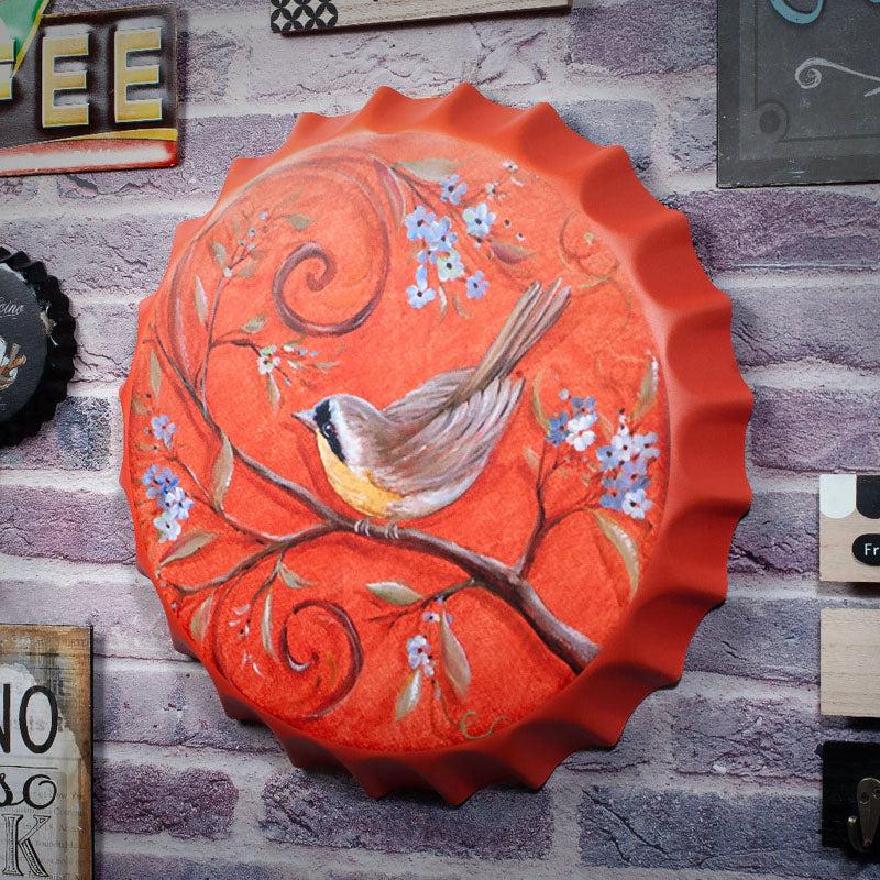 Buy Orange Bird Bottle Cap Wall Accent Wall Accents from Vaaree