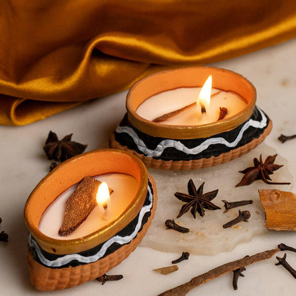 Buy Row Boat Handpainted Cinnamon Scented Candle - Set Of Two Candles from Vaaree