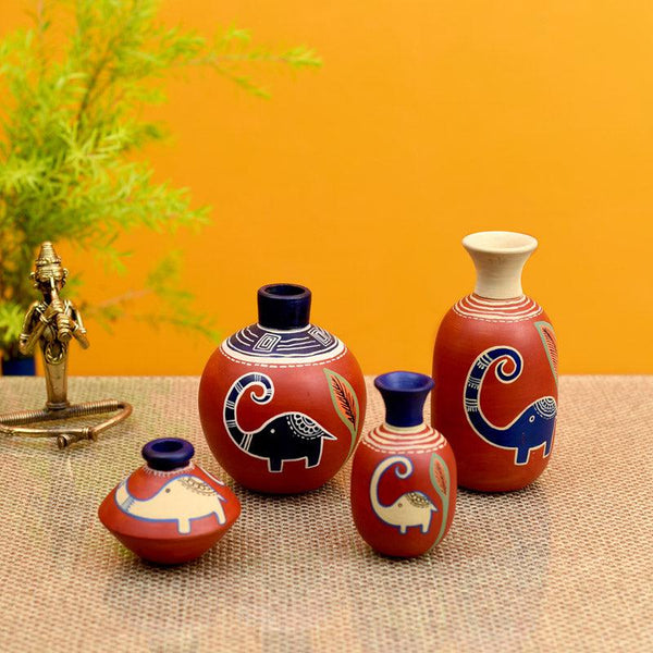 Buy Marjan Ethnic Terracotta Vase - Four Piece Set Vase from Vaaree