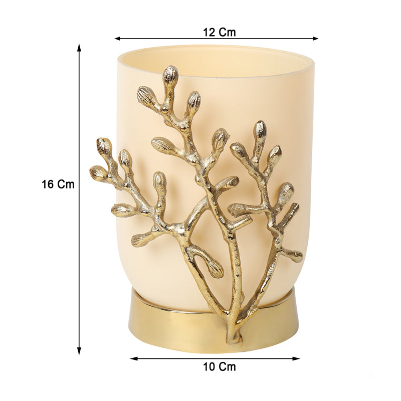 Buy Roscoe Gemma Vase - Cream & Gold Vase from Vaaree