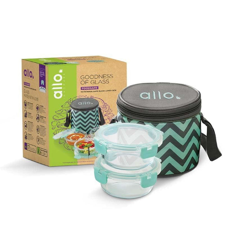 Buy Jonas Lunchbox With Round Chevron Bag (390 ML) - Set Of Three at Vaaree online | Beautiful Tiffin Box to choose from