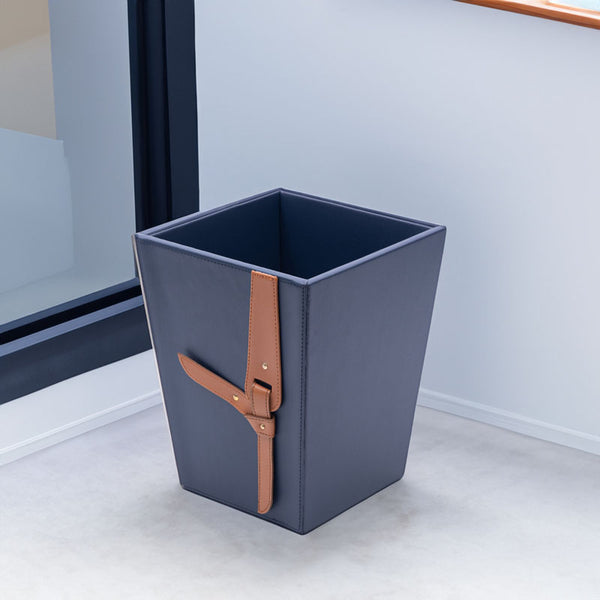 Mona Vegan Leather Dustbin - Navy Blue