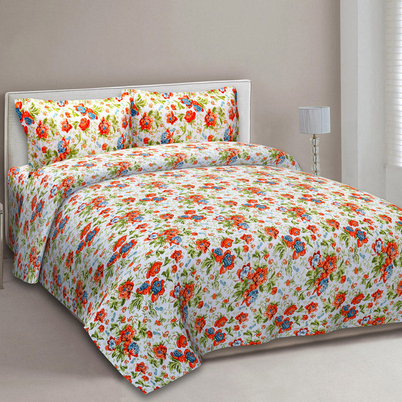 Buy Madava Floral Bedsheet - Orange Bedsheets from Vaaree