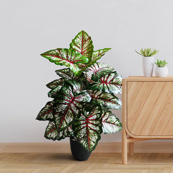 Buy Faux Tropical Caladium Plant With Pot - 2.6 Feet Artificial Plants from Vaaree