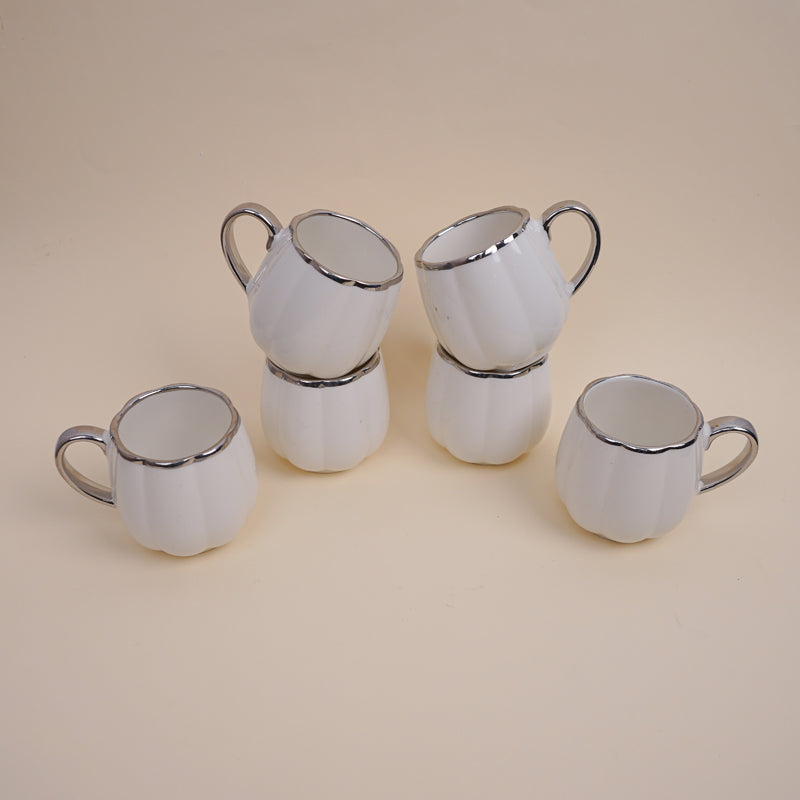 Buy Magina White Ceramic Cup (180 ML) - Set Of Six Mug from Vaaree