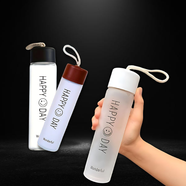 Buy Happy Day 330 ML Water Bottle (White/Black/Maroon) - Set Of Three Bottle from Vaaree