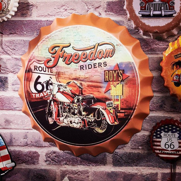 Freedom Rides Route66 Bottle Cap Wall Accent