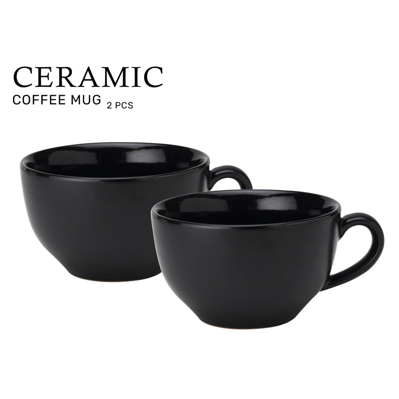 Buy Ruby Black Ceramic Mug (350 ML) - Set Of Two Mug & Tea Cup from Vaaree