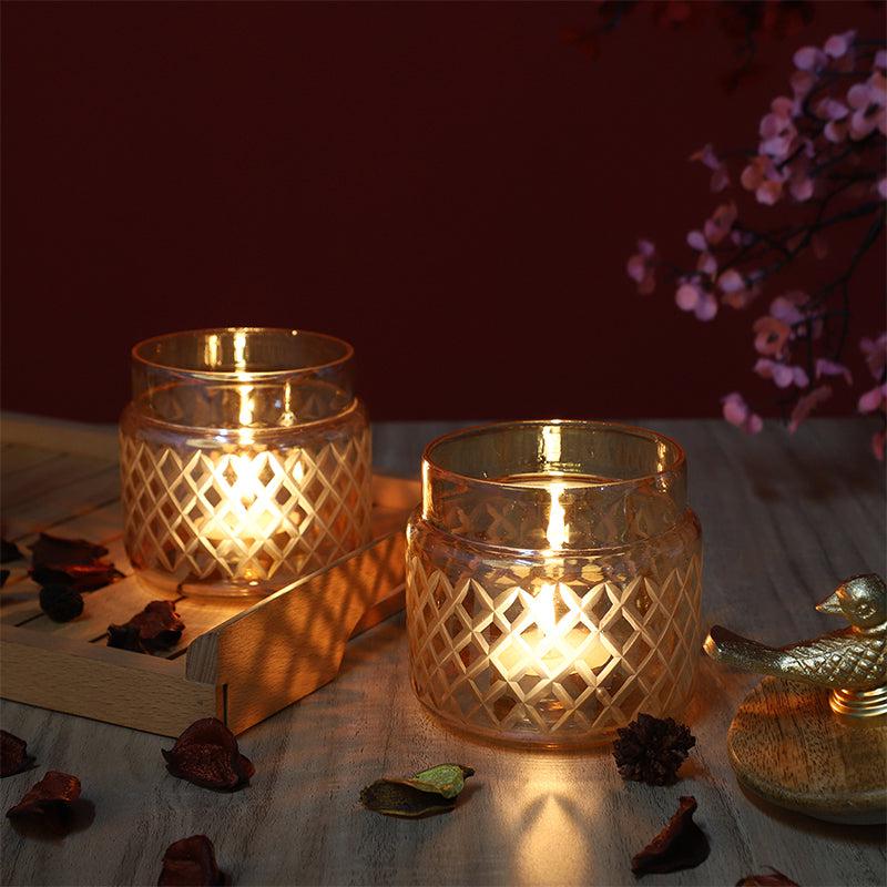 Buy Chidiya Perch Glass Tealight Candle Holder - Set Of Two Tea Light Candle Holders from Vaaree