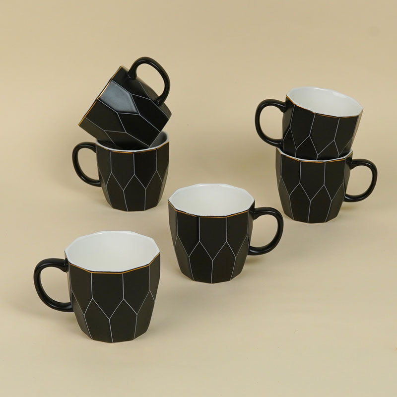 Buy Reima Black Cup (200 ML) - Set Of Six Mug from Vaaree