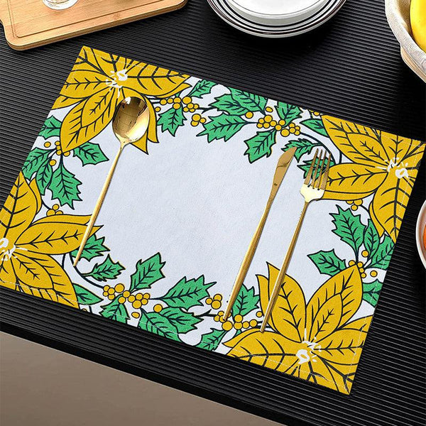 Buy Acora Floral Placemat (Yellow) - Set of Two Table Mats from Vaaree