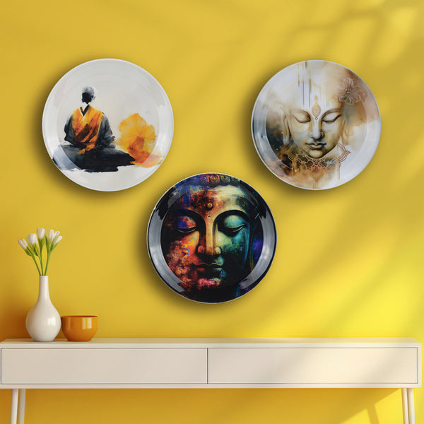 Buy Buddha Nama Wall Plate - Set Of Three Wall Plates from Vaaree