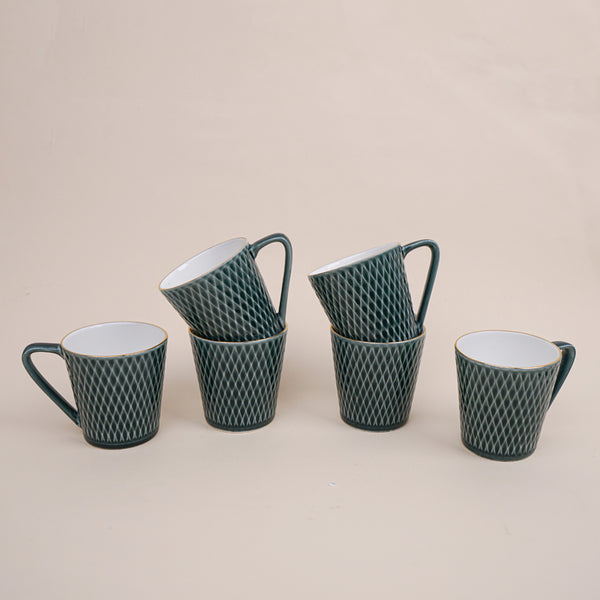 Buy Bruna Green Cup (180 ML) - Set Of Six Mug from Vaaree