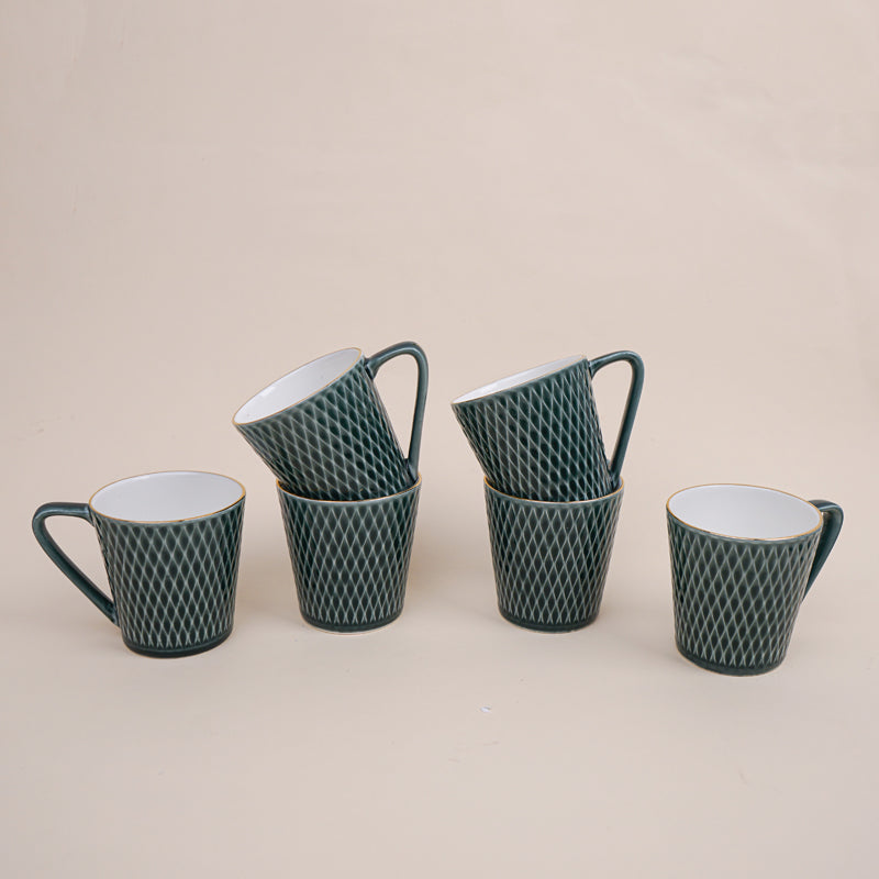 Buy Bruna Green Cup (180 ML) - Set Of Six Mug from Vaaree