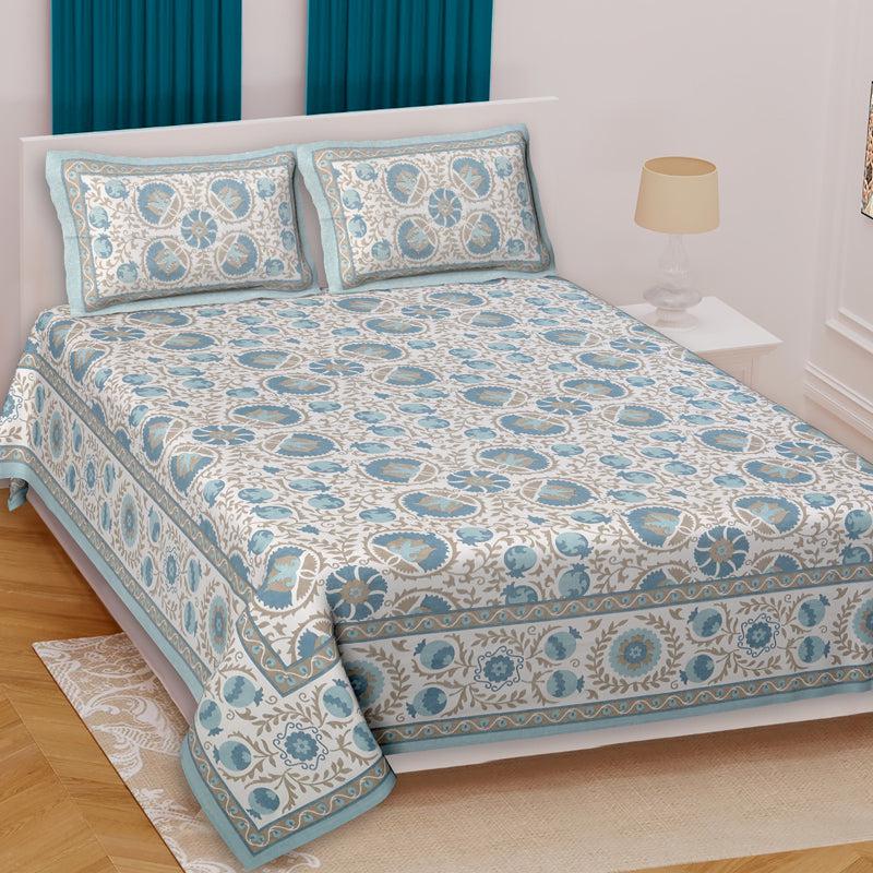 Buy Hazel Floral Bedsheet - Blue Bedsheets from Vaaree