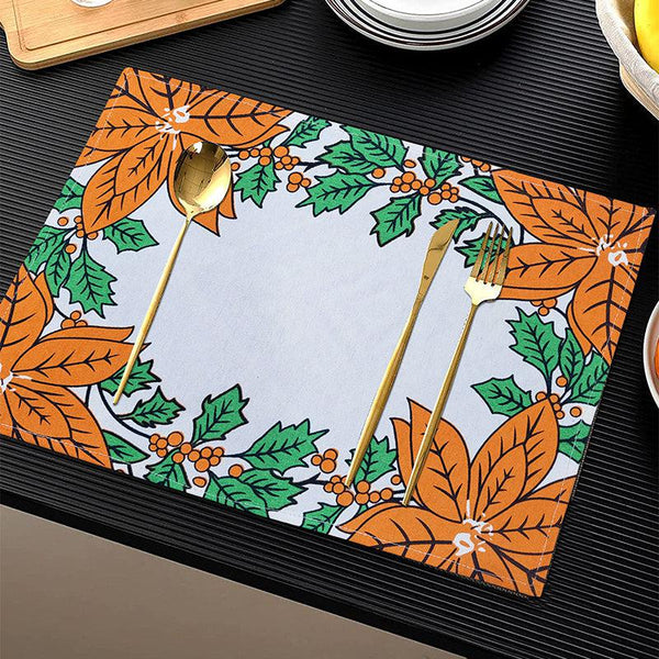 Buy Acora Floral Placemat (Orange) - Set of Two Table Mats from Vaaree